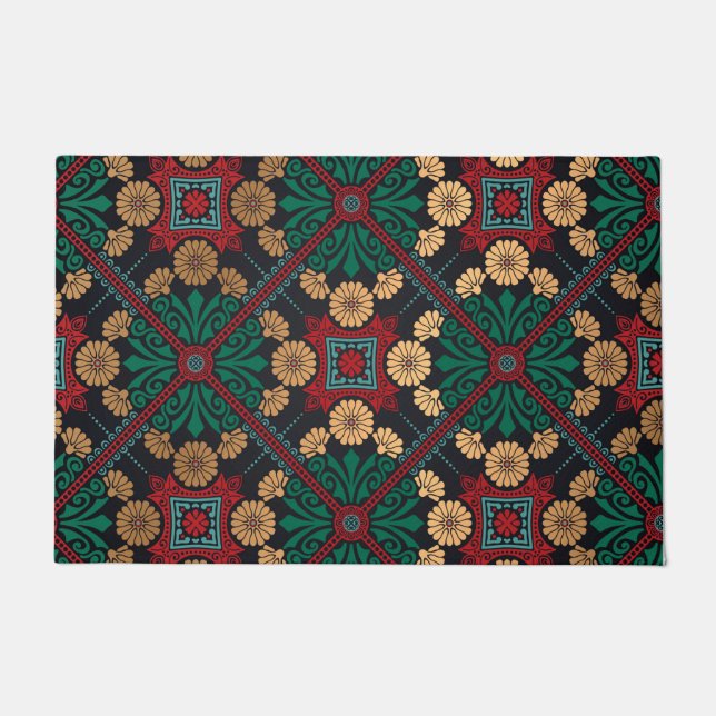 シックエレガントな装飾タイル模様 ドアマット (正面)