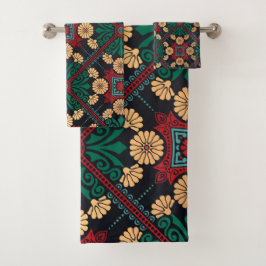 シックエレガントな装飾タイル模様 バスタオルセット