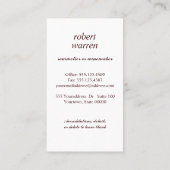 シックエレガントな赤ワイングラスSomelierワインメーカー 名刺 (裏面)