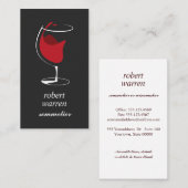 シックエレガントな赤ワイングラスSomelierワインメーカー 名刺 (正面/裏面)