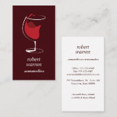 シックエレガントな赤ワイングラスSomelierワインメーカー 名刺 (正面/裏面)