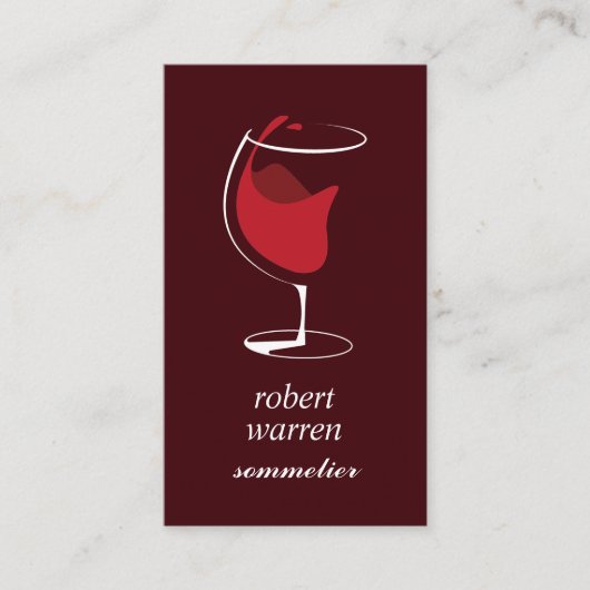 シックエレガントな赤ワイングラスSomelierワインメーカー 名刺 (正面)