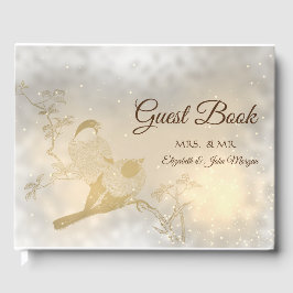 シックエレガントな金ゴールドハート、バ結婚リズ ゲストブック