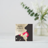 シックエレガントな金ゴールドフォイル赤い唇の口紅メイク スクエア名刺 (スタンド正面)