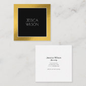 シックエレガントな金ゴールドフレームブラック名刺 スクエア名刺 (正面/裏面)