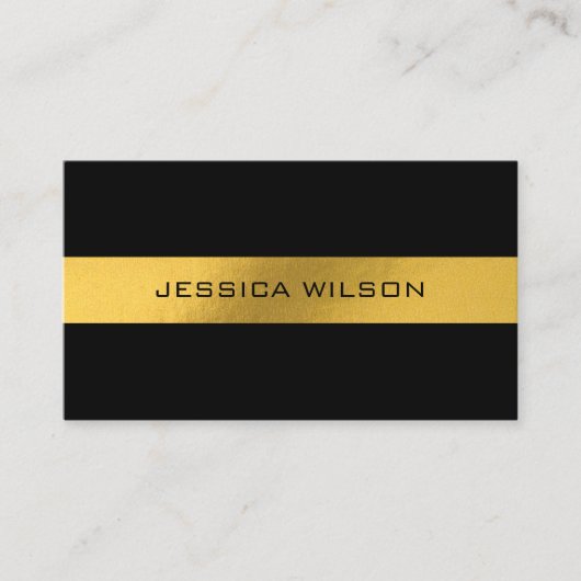 シックエレガントな金ゴールドフレームブラック名刺 名刺 (正面)