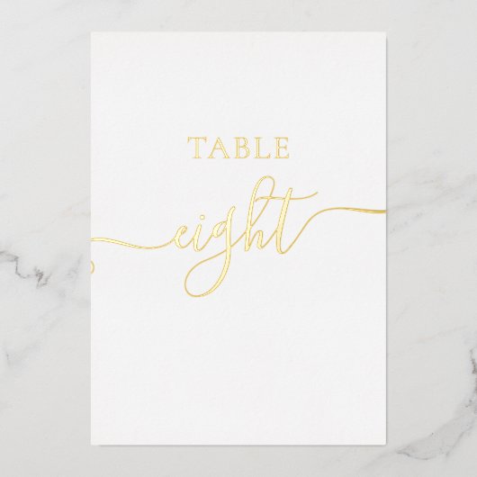 シックエレガントな金ゴールド結婚グラフのテーブル番号 箔招待状 (正面)