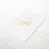 シックエレガントな金ゴールド結婚グラフのテーブル番号 箔招待状 (回転した状態)