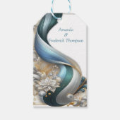 シックエレガントな金ゴールド、シルバー、ブルー、イエローの渦巻き ギフトタグ (正面)