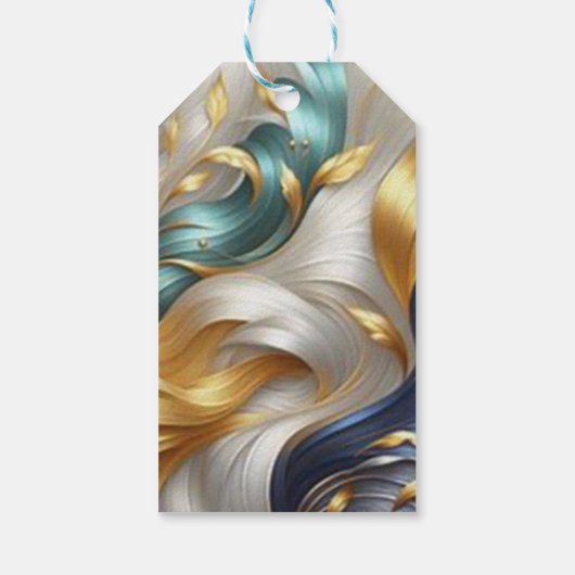シックエレガントな金ゴールド、シルバー、ブルー、イエローの渦巻き ギフトタグ (裏面)