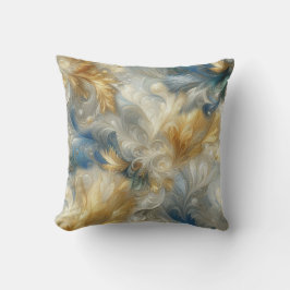 シックエレガントな金ゴールド、シルバー、ブルー、イエローの渦巻き クッション