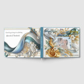 シックエレガントな金ゴールド、シルバー、ブルー、イエローの渦巻き ゲストブック (全面)