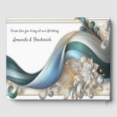 シックエレガントな金ゴールド、シルバー、ブルー、イエローの渦巻き ゲストブック (裏面)