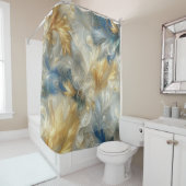 シックエレガントな金ゴールド、シルバー、ブルー、イエローの渦巻き シャワーカーテン (インサイチュ)