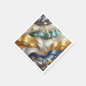 シックエレガントな金ゴールド、シルバー、ブルー、イエローの渦巻き スタンダードカクテルナプキン (角)