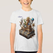 シックエレガントな金ゴールド、シルバー、ブルー、イエローの渦巻き トライブレンドＴシャツ (正面)