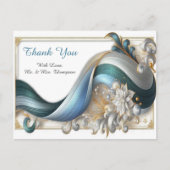 シックエレガントな金ゴールド、シルバー、ブルー、イエローの渦巻き ポストカード (正面)