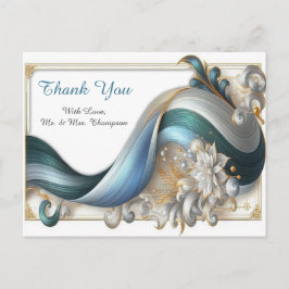 シックエレガントな金ゴールド、シルバー、ブルー、イエローの渦巻き ポストカード
