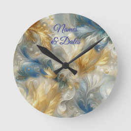 シックエレガントな金ゴールド、シルバー、ブルー、イエローの渦巻き ラウンド壁時計