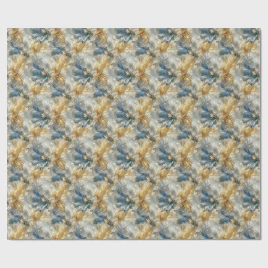 シックエレガントな金ゴールド、シルバー、ブルー、イエローの渦巻き ラッピングペーパー (フラット)