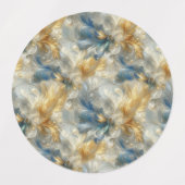 シックエレガントな金ゴールド、シルバー、ブルー、イエローの渦巻き ラベル (デザイン1)