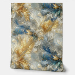 シックエレガントな金ゴールド、シルバー、ブルー、イエローの渦巻き 壁紙