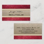 シックエレガントな高級コンテンポラリー金ゴールド/赤いキラキラ 名刺 (正面/裏面)