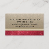 シックエレガントな高級コンテンポラリー金ゴールド/赤いキラキラ 名刺 (裏面)