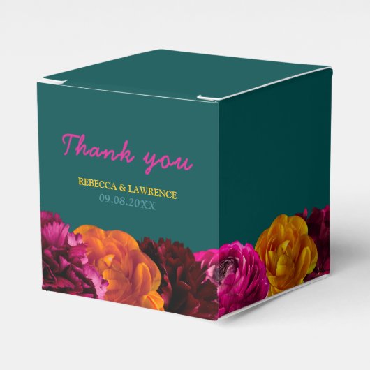 シックエレガントな鮮やかな緑の黄色のフローラ結婚ズ フェイバーボックス (正面サイド)