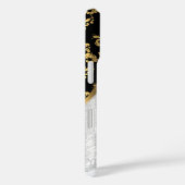 シックエレガントな黒と金ゴールドのきらきら光る白いレース Case-Mate iPhoneケース (裏面 / 右)