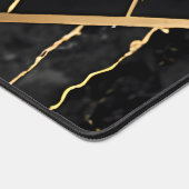 シックエレガントな黒の黄金色のフェイク大理石 デスクマット (コーナー)