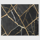 シックエレガントな黒の黄金色のフェイク大理石 ラッピングペーパー (フラット)