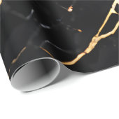 シックエレガントな黒の黄金色のフェイク大理石 ラッピングペーパー (ロールコーナー)