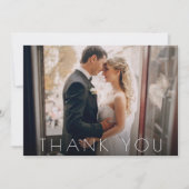 シックエレガントな2枚の写真が結婚ありがとう サンキューカード (正面)