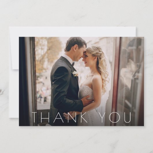 シックエレガントな2枚の写真が結婚ありがとう サンキューカード (正面)