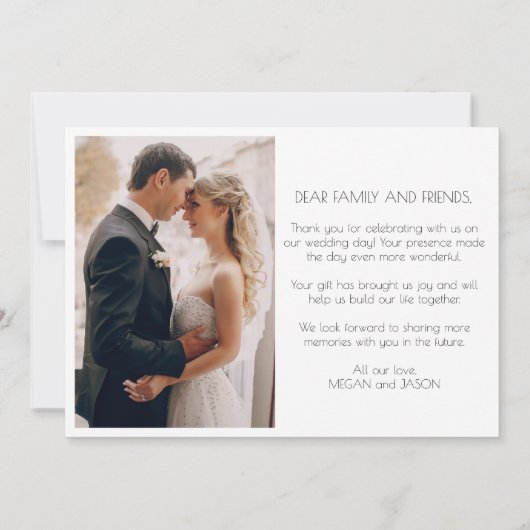 シックエレガントな2枚の写真が結婚ありがとう サンキューカード (裏面)