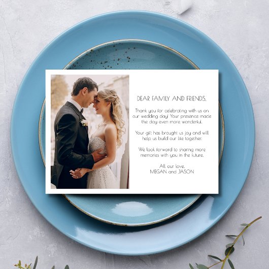 シックエレガントな2枚の写真が結婚ありがとう サンキューカード