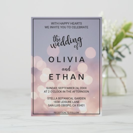 シックエレガントな《写真》ぼけ味ラ結婚イト 招待状 (スタンド正面)