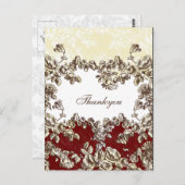 シックエレガントアイボリーレッドヴィンテージ結婚フローラ ポストカード (正面/裏面)