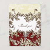 シックエレガントアイボリーレッドヴィンテージ結婚フローラ ポストカード (正面)