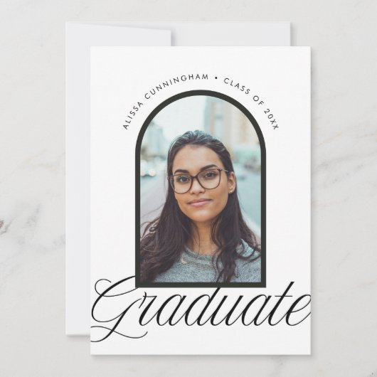 シックエレガントアーチ卒業写真 案内状 (正面)