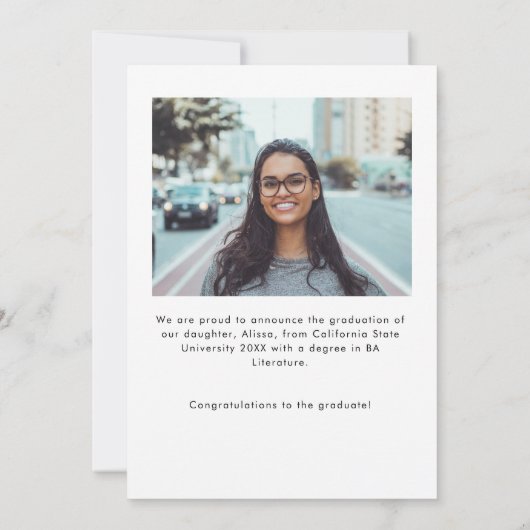 シックエレガントアーチ卒業写真 案内状 (裏面)