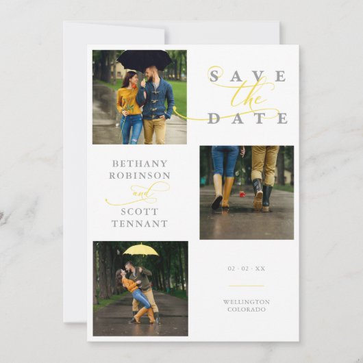 シックエレガントイエロー3枚の写真が洗練さ結婚れた (正面)