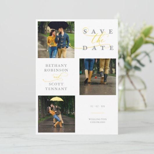 シックエレガントイエロー3枚の写真が洗練さ結婚れた (スタンド正面)