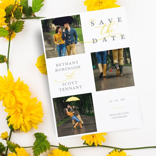 シックエレガントイエロー3枚の写真が洗練さ結婚れた