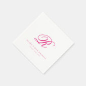 シックエレガントイニシャルホットピンク誕生日ナプキンス スタンダードカクテルナプキン (角)