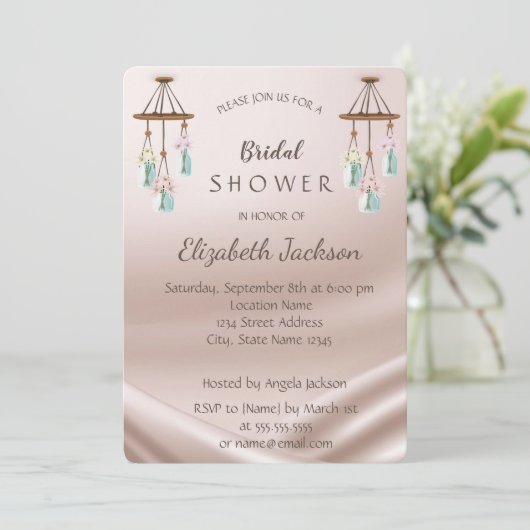 シックエレガントウインドチャイムブライダルシャワー 招待状 (スタンド正面)