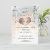 シックエレガントウインドチャイム、ハートブライダルシャワー 招待状 (スタンド正面)