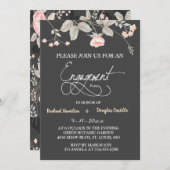 シックエレガントウォータカラーフローラ婚約カード 招待状 (正面/裏面)