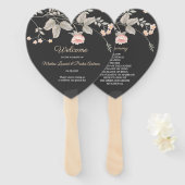 シックエレガントウォータカラーフローラ結婚式 プログラム ハンドファン (正面&裏面)
